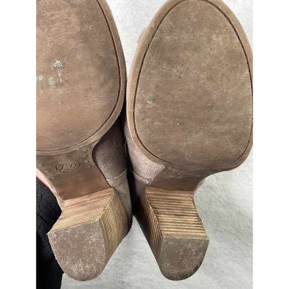 Lucky Brand Laretah Taupe Suede Leather Open Toe High‎ Heel Ankle Boots Size 9.5 - Picture 12 of 13